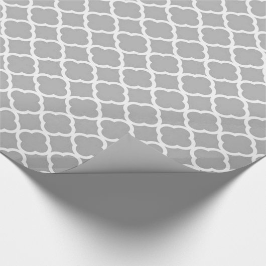 Gray Gra Quaterfoil Lattice Quarter Wrapping Paper Cadeaupapier (Hoek)