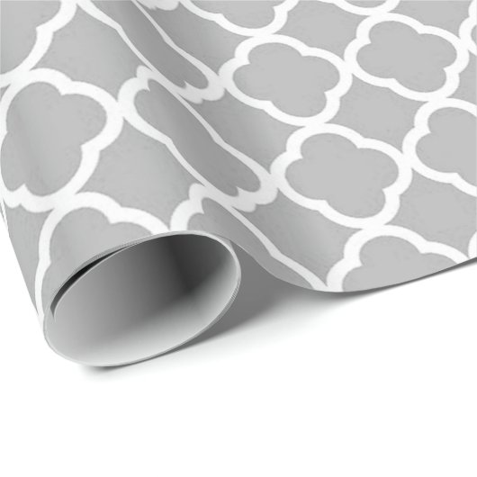 Gray Gra Quaterfoil Lattice Quarter Wrapping Paper Cadeaupapier (Rol Hoek)