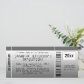 Gray Graduation Party Ticket Invitation Kaart (Staand voorkant)