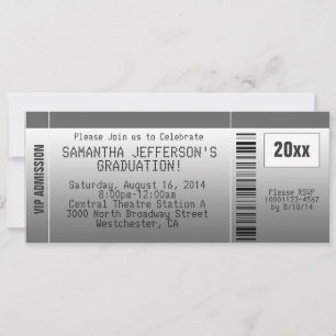 Gray Graduation Party Ticket Invitation Kaart