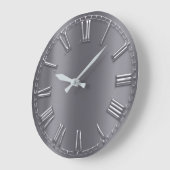 Gray Graphite Metallic Silver Grey Roman Numbers Grote Klok (Hoek)