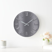 Gray Graphite Metallic Silver Grey Roman Numbers Grote Klok (Huis)