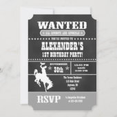 Gray Gray Chalkboard Cowboy Birthday Uitnodiging (Voorkant)
