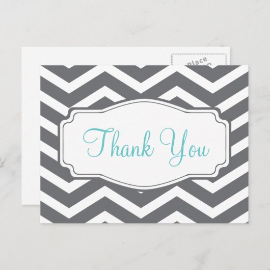 Gray Gray Chevron Hartelijk dank Briefkaart (Voorkant / Achterkant)
