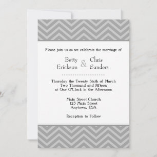 Gray Gray Chevron Wedding Invitations Kaart