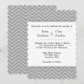Gray Gray Chevron Wedding Invitations Kaart (Voorkant / Achterkant)