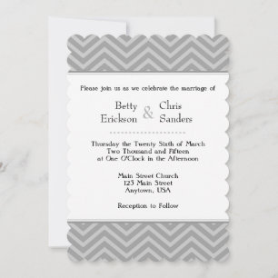 Gray Gray Chevron Wedding Invitations Kaart