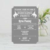 Gray Gray Cowboy Rodeo Birthday Kaart (Staand voorkant)