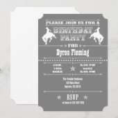 Gray Gray Cowboy Rodeo Birthday Kaart (Voorkant / Achterkant)