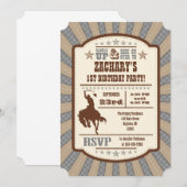 Gray Gray Cowboy Rodeo Birthday Kaart (Voorkant / Achterkant)