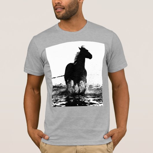 Gray Gray Elegant Modern Pop Art over paarden T-shirt (Voorkant)