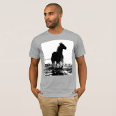 Gray Gray Elegant Modern Pop Art over paarden T-shirt (Voorkant volledig)
