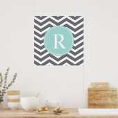 Gray Gray Mint Chevron Monogram Poster (Keuken)