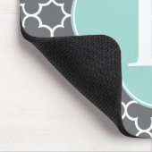 Gray Gray Mint Quatrefoil Monogram Muismat (Hoek)