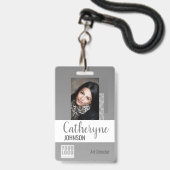Gray Gray Ombre Logo Barcode ID Foto Sjabloon Badge (Voorkant met koord)