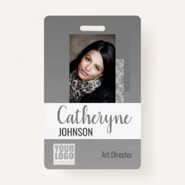 Gray Gray Ombre Logo Barcode ID Foto Sjabloon Badge