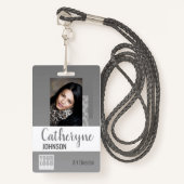 Gray Gray Ombre Logo Barcode ID Foto Sjabloon Badge (Voorkant met draagriem)
