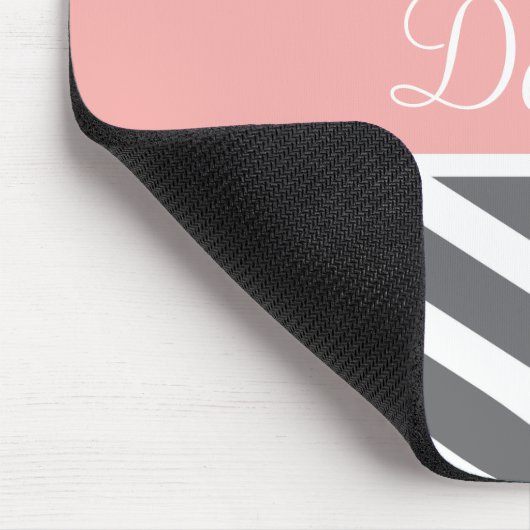 Gray Gray Peach Chevron Aangepaste naam Muismat (Hoek)