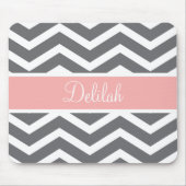 Gray Gray Peach Chevron Aangepaste naam Muismat (Voorkant)