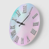 Gray Gray Pink Silver Roman Number Holograaf Grote Klok (Hoek)
