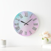 Gray Gray Pink Silver Roman Number Holograaf Grote Klok (Huis)