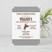 Gray Gray Pset Cowboy Rodeo Birthday Uitnodiging (Staand voorkant)