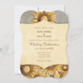 Gray Gray Rustic Sunflower Wedding Uitnodiging (Voorkant)