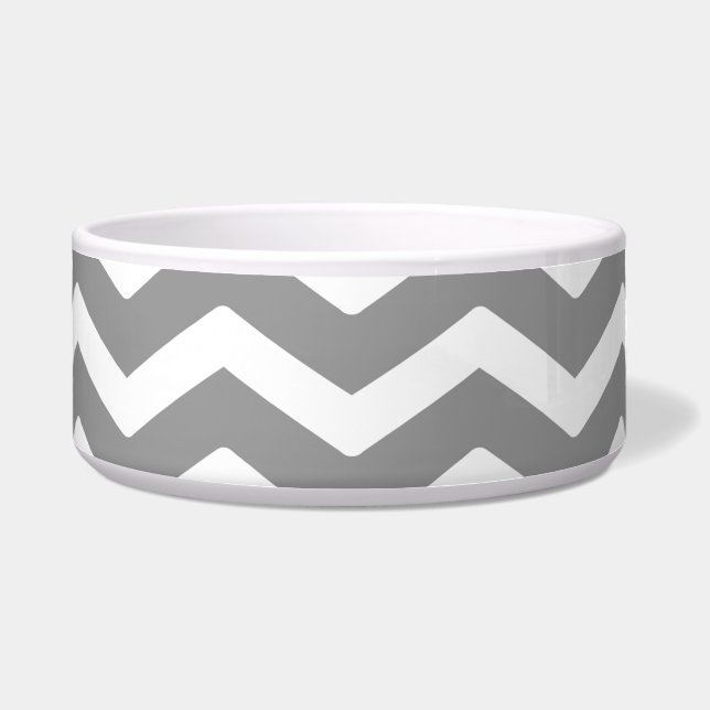 Gray Gray White Chevron Pattern Voerbakje (Voorkant)
