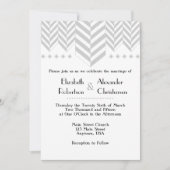 Gray Gray White Herringbone Wedding Invitation Kaart (Voorkant)