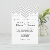 Gray Gray White Herringbone Wedding Invitation Kaart (Staand voorkant)