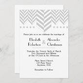 Gray Gray White Herringbone Wedding Invitation Kaart (Voorkant / Achterkant)