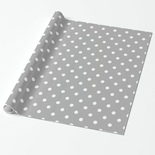 Gray Gray White Spotty Polka Dot Pattern Cadeaupapier (Uitgerold)