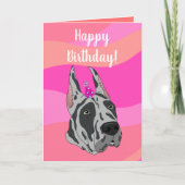 Gray Great Dane Birthday Kaart (Voorkant)