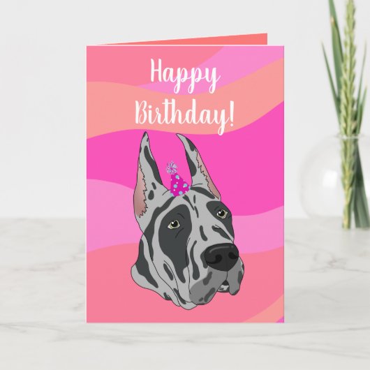 Gray Great Dane Birthday Kaart (Voorkant)