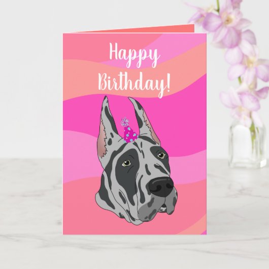 Gray Great Dane Birthday Kaart (Orchidee)