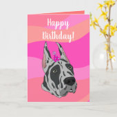 Gray Great Dane Birthday Kaart (Gele Bloem)