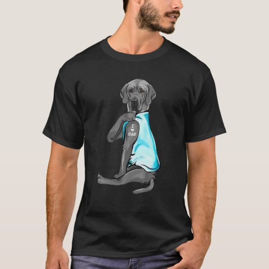 Gray Great Dane Tattoos Ik hou van Hondenliefhebbe T-shirt (Voorkant)