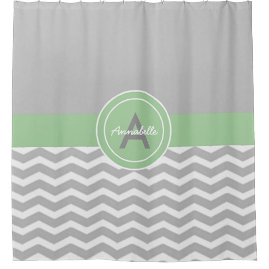 Gray Green Chevron Douchegordijn (Voorkant)