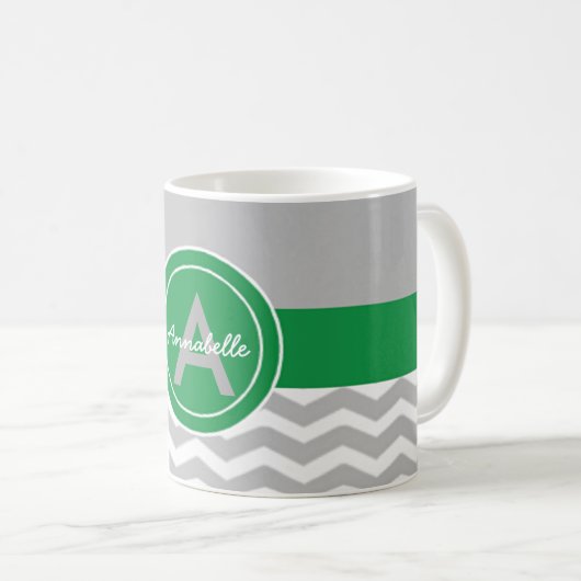 Gray Green Chevron Koffiemok (Voorkant rechts)
