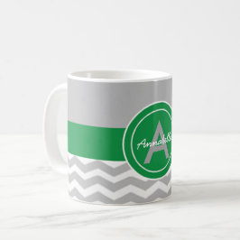 Gray Green Chevron Koffiemok