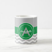 Gray Green Chevron Koffiemok (Center)