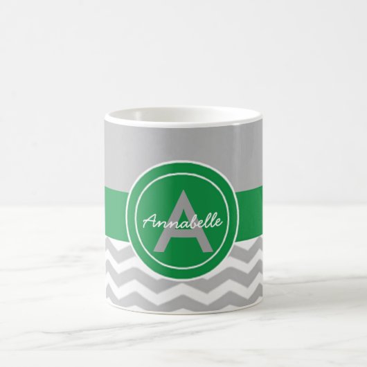 Gray Green Chevron Koffiemok (Center)