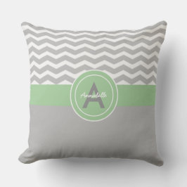 Gray Green Chevron Kussen