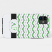 Gray & Green Chevron Monogram iPhone 5 Hoesje (Achterkant (horizontaal))