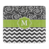 Gray Green Chevron Monogram Snijplank (Voorkant)