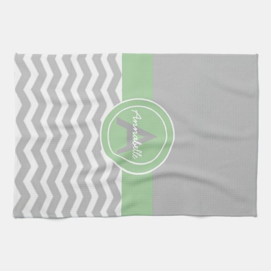 Gray Green Chevron Theedoek (Horizontaal)