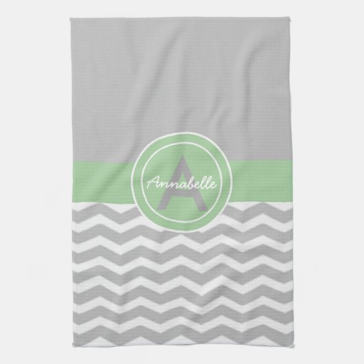 Gray Green Chevron Theedoek (Verticaal)
