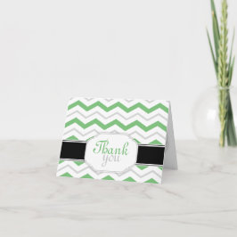 Gray & Green Chevron Trendy Dank u wel kaarten