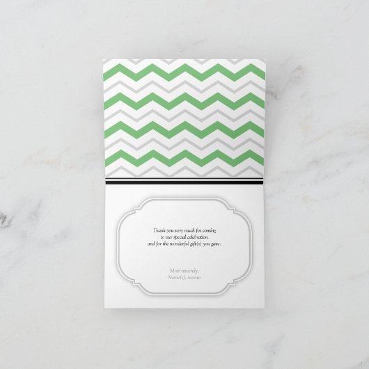 Gray & Green Chevron Trendy Dank u wel kaarten (Binnen)