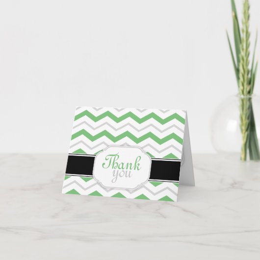 Gray & Green Chevron Trendy Dank u wel kaarten (Voorkant)